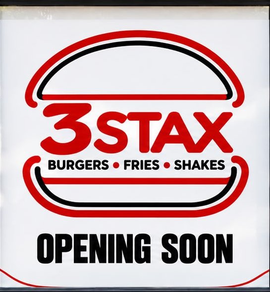 3STAX Opening Soon window sign